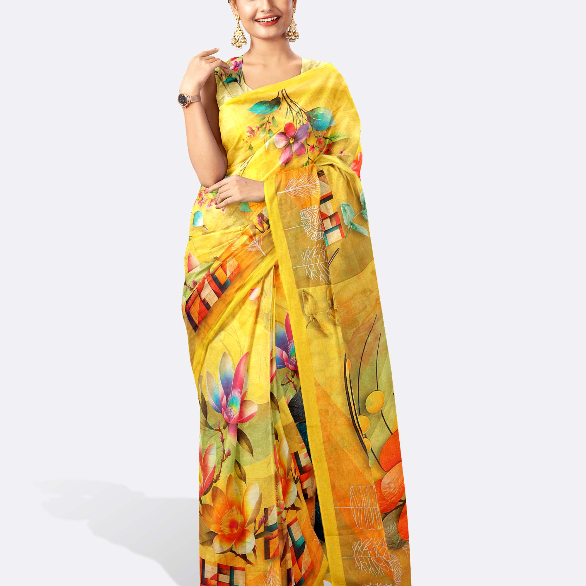 Multicolor Digital Print Saree